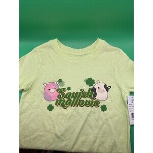 Squishmallows Girls Graphic Tshirt Short Sleeve XS (4-5) Neon Green NWT